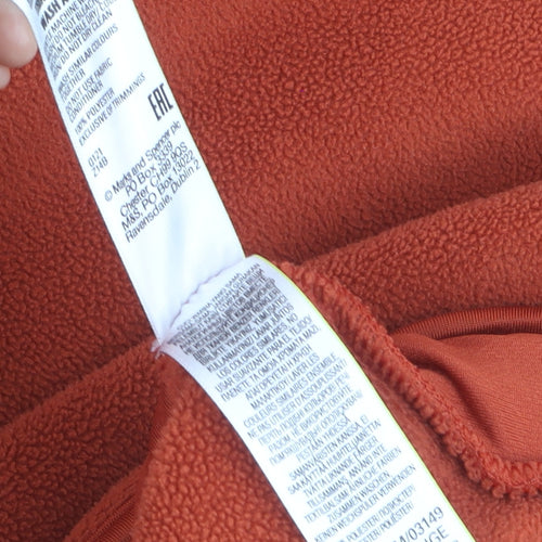 Marks and Spencer Men's Dark Orange Fleece Full Zip Sweatshirt XL