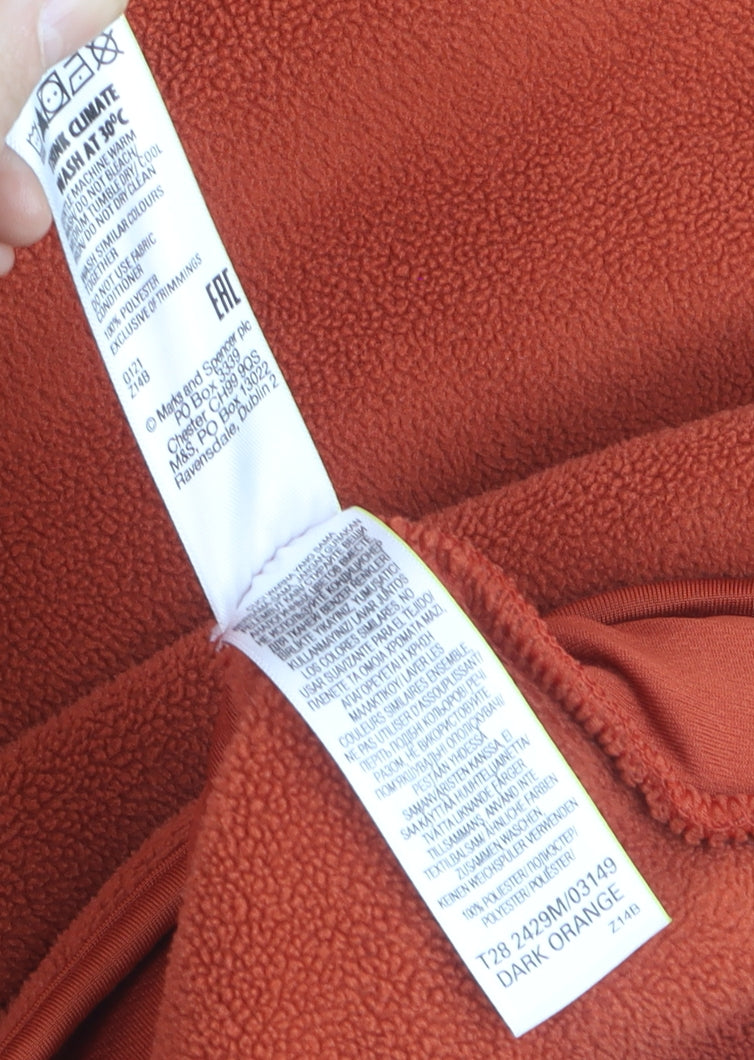 Marks and Spencer Men's Dark Orange Fleece Full Zip Sweatshirt XL