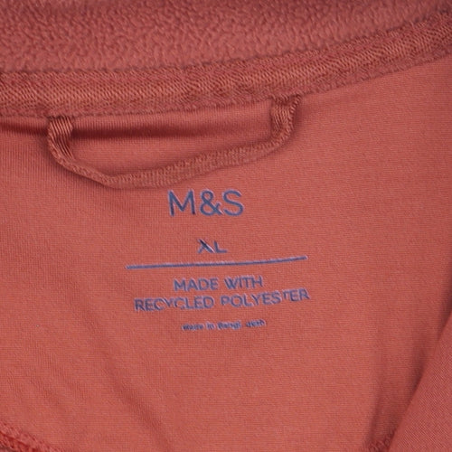 Marks and Spencer Men's Dark Orange Fleece Full Zip Sweatshirt XL