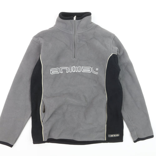 Animal Men's Grey Fleece 1/4 Zip Pullover Sweatshirt M