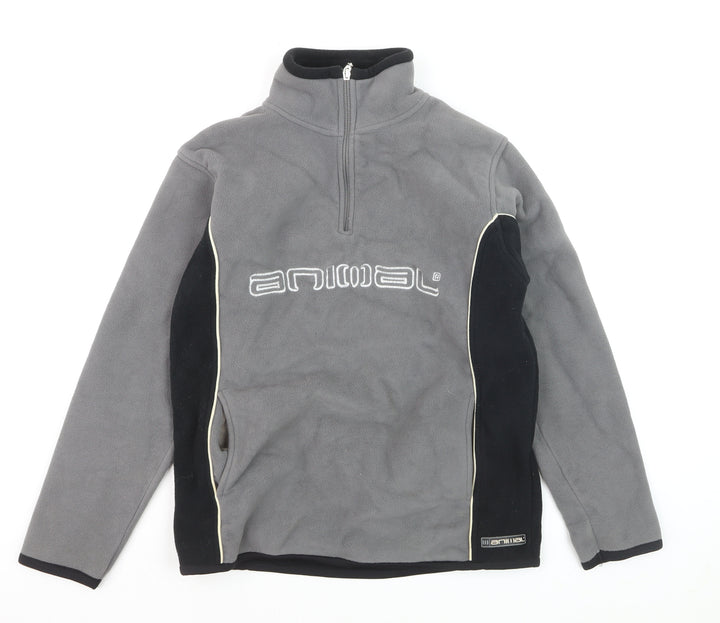 Animal Men's Grey Fleece 1/4 Zip Pullover Sweatshirt M