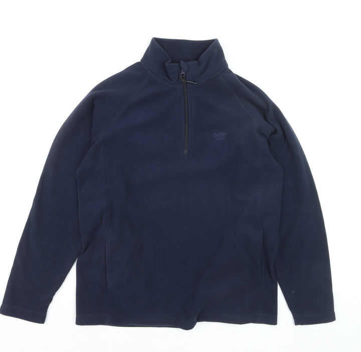 Cotton Traders Men's Blue Fleece 1/4 Zip Pullover Sweatshirt S