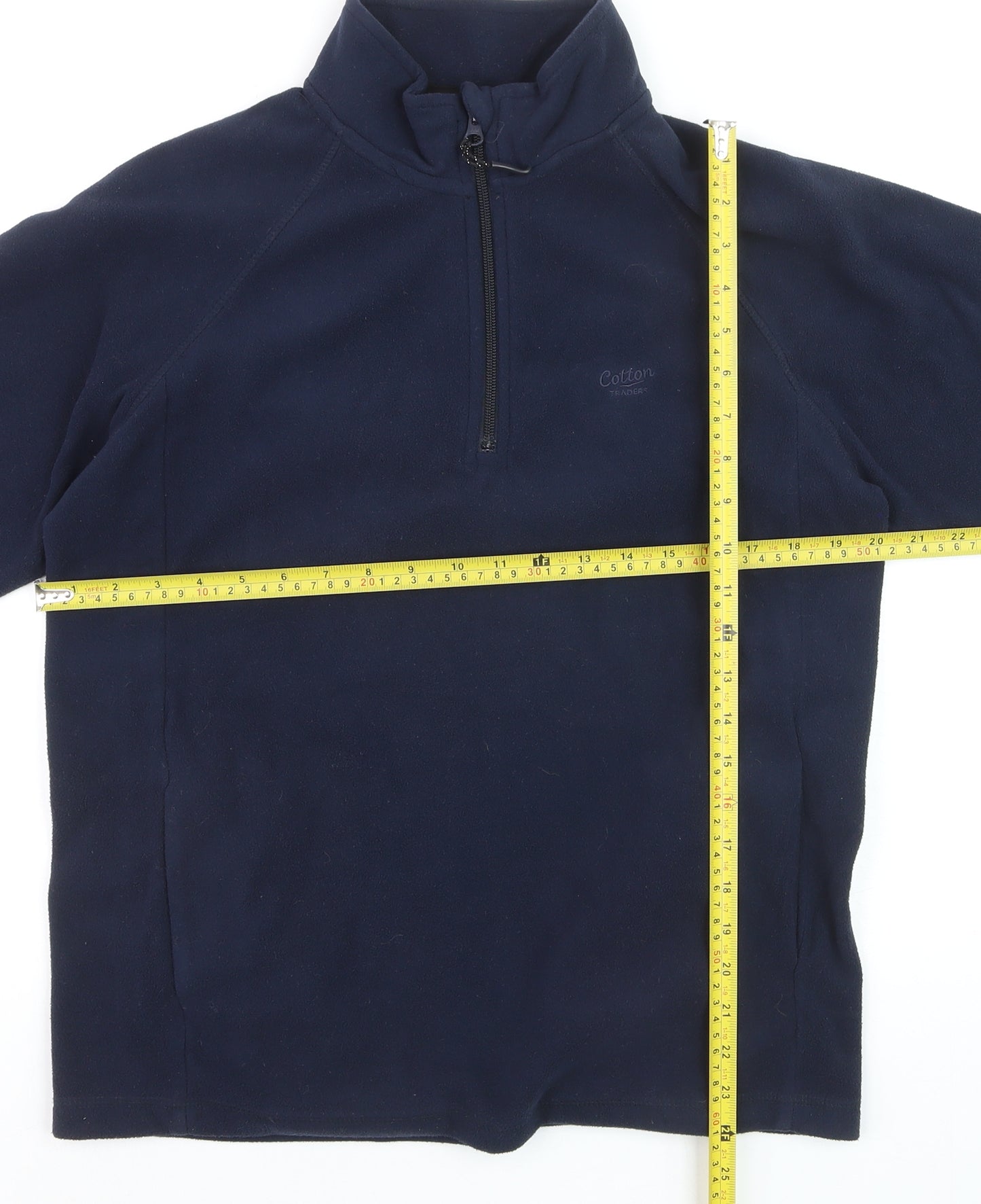 Cotton Traders Men's Blue Fleece 1/4 Zip Pullover Sweatshirt S