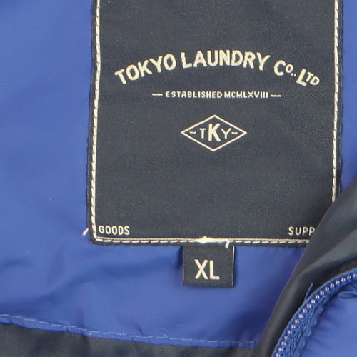 Tokyo Laundry Men's Blue XL Hooded Puffer Jacket