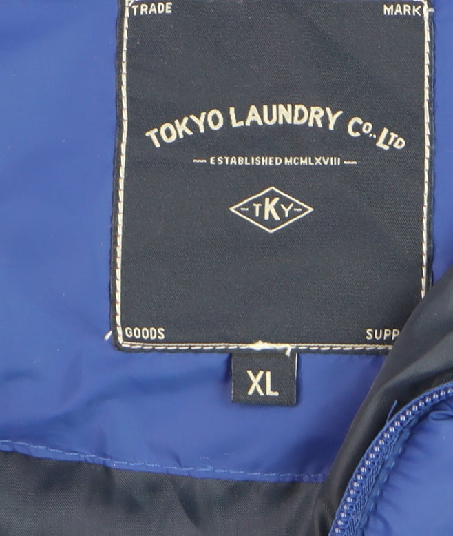 Tokyo Laundry Men's Blue XL Hooded Puffer Jacket