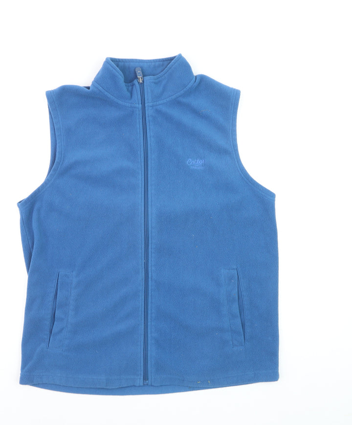 Cotton Traders Men's Blue Fleece Zip Vest Gilet Size L