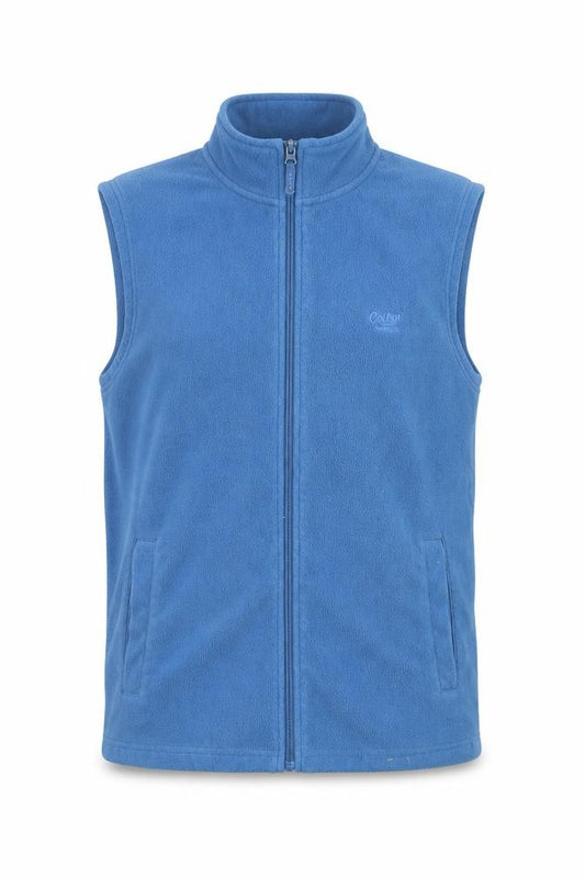 Front view of Cotton Traders Men's Blue Fleece Zip Vest Gilet, size L