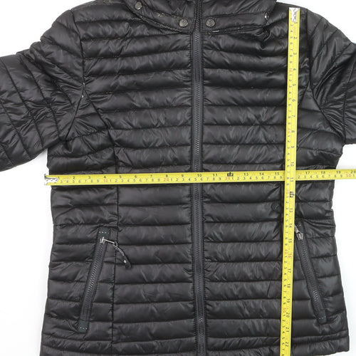 Passenger's Brand Men's Black Puffer Jacket Hooded Medium Polyester