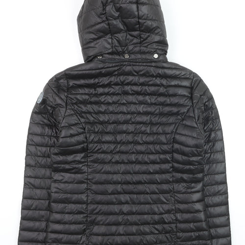 Passenger's Brand Men's Black Puffer Jacket Hooded Medium Polyester