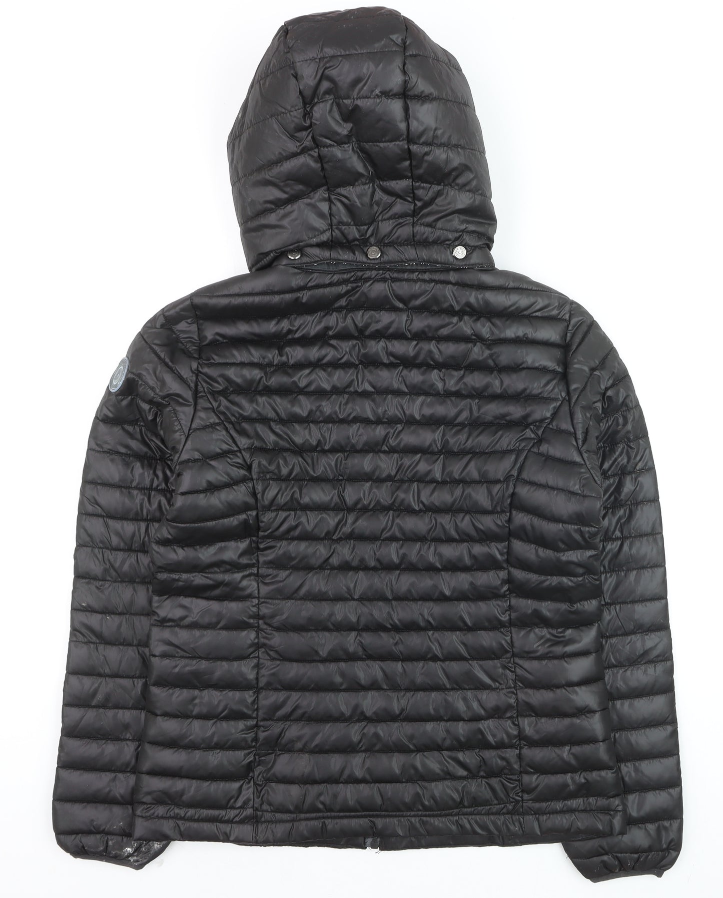 Passenger's Brand Men's Black Puffer Jacket Hooded Medium Polyester
