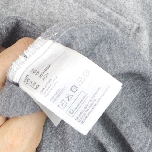 H&M Men's Grey Button-Up Fleece Overshirt XS Regular Fit