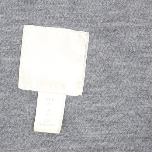 H&M Men's Grey Button-Up Fleece Overshirt XS Regular Fit