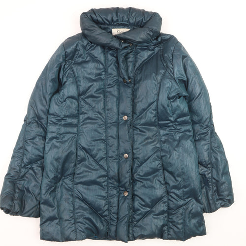 Klass Collection Women's Blue Mid-Length Puffer Coat M