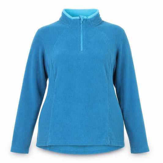 Front view of Decathlon Women Blue Fleece Half Zip Pullover Sweatshirt XL