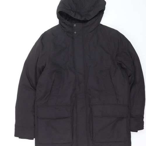 Marks and Spencer Men's Black M Regular Hooded Parka Coat