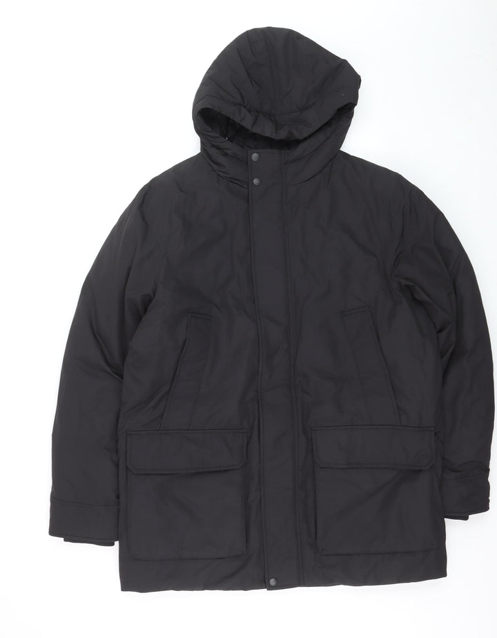 Marks and Spencer Men's Black M Regular Hooded Parka Coat