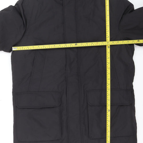 Marks and Spencer Men's Black M Regular Hooded Parka Coat