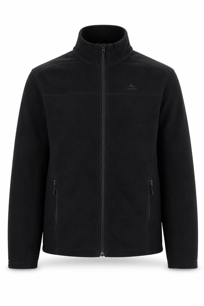 Front view of Quechua Men's Black Full Zip Fleece Sweatshirt M