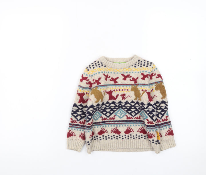 The Gruffalo Boys Beige Fair Isle Jumper 2-3 Years Tu Cotton Wool Blend