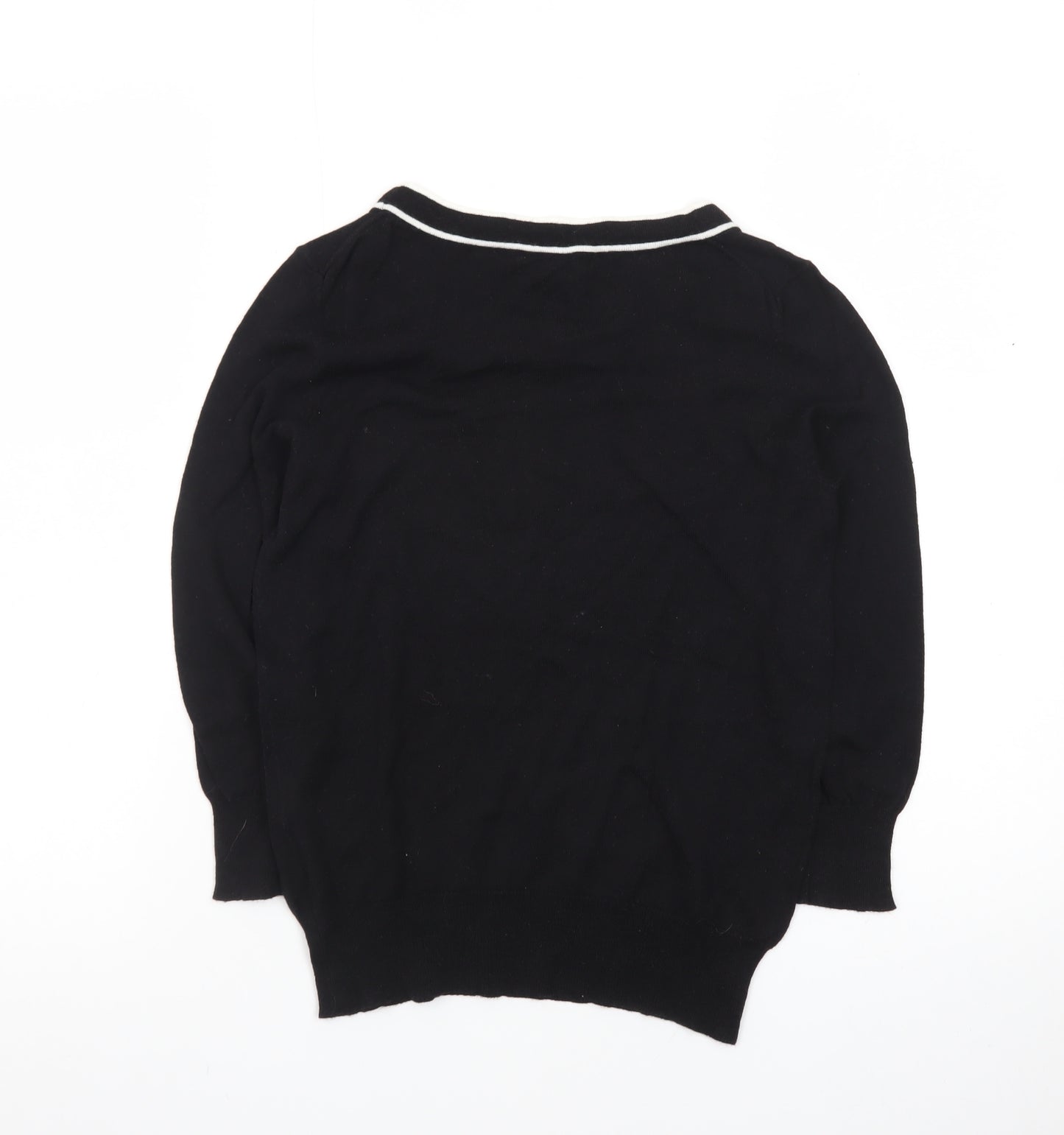 Hobbs Women’s Black Knit Bow Trim Crew Neck Jumper Size 8