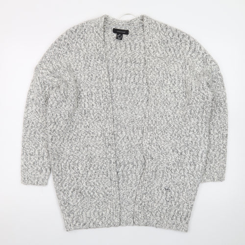 Atmosphere Women Grey Chunky Knit Open Cardigan XS