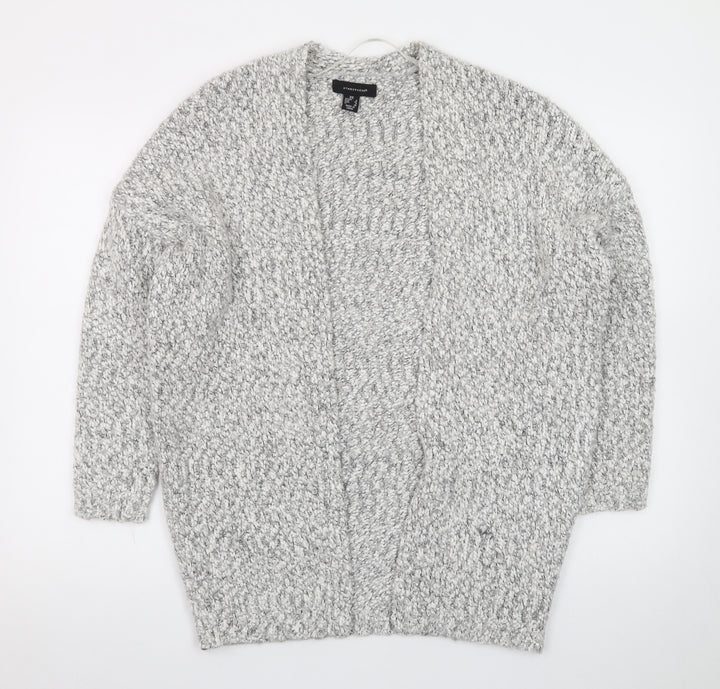 Atmosphere Women Grey Chunky Knit Open Cardigan XS