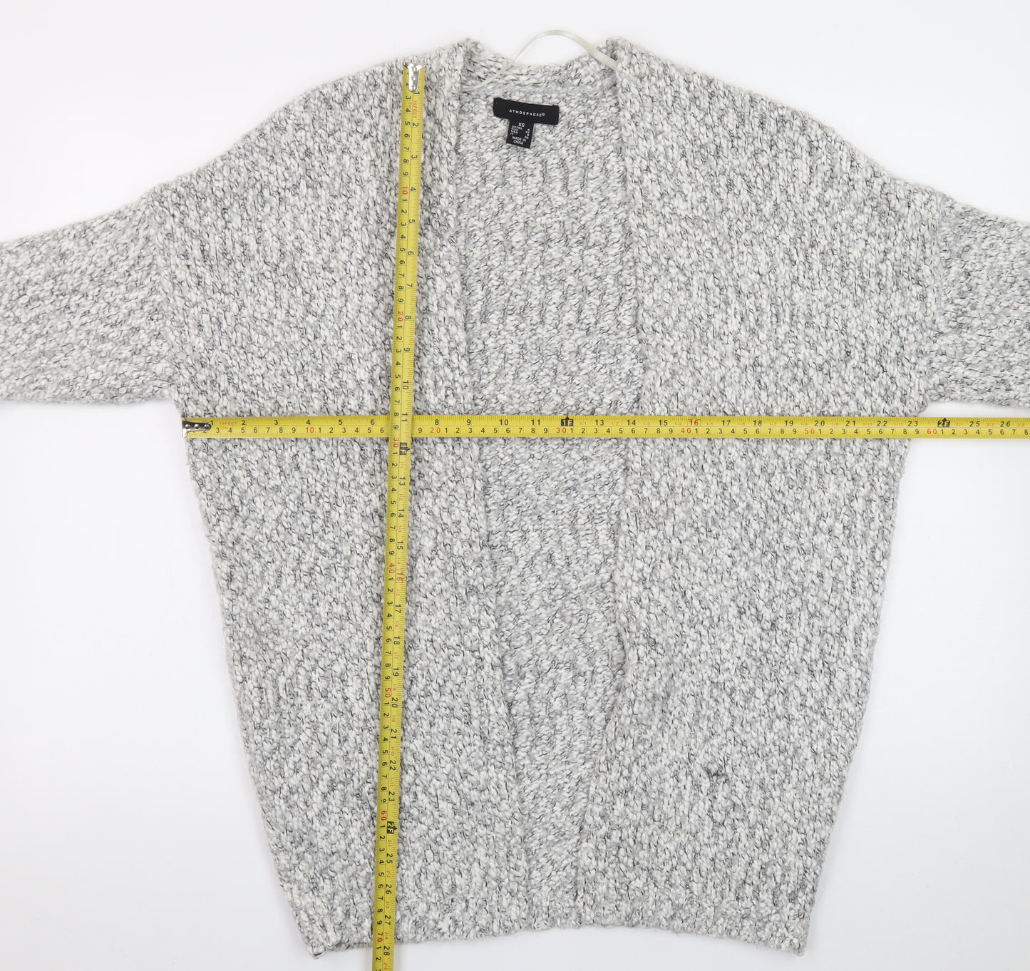 Atmosphere Women Grey Chunky Knit Open Cardigan XS