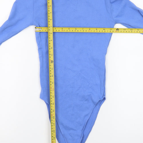 ZARA Women Blue Long Sleeve Bodysuit Top Size S