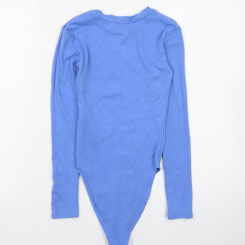 ZARA Women Blue Long Sleeve Bodysuit Top Size S