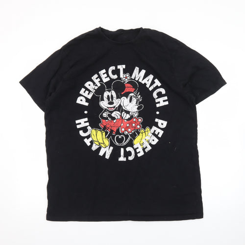 George Mickey & Minnie Black XL Men's Graphic T-Shirt