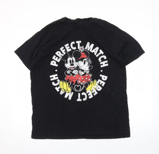 George Mickey & Minnie Black XL Men's Graphic T-Shirt