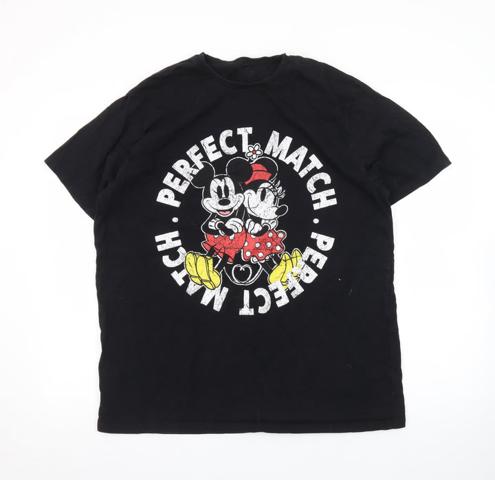 George Mickey & Minnie Black XL Men's Graphic T-Shirt