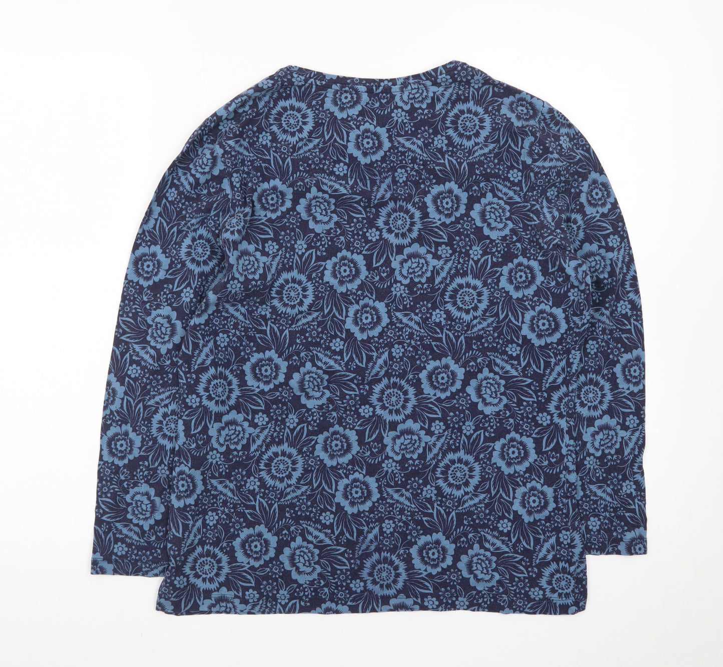 Tu Womens Blue Floral Long Sleeve Cotton T-Shirt Size 18