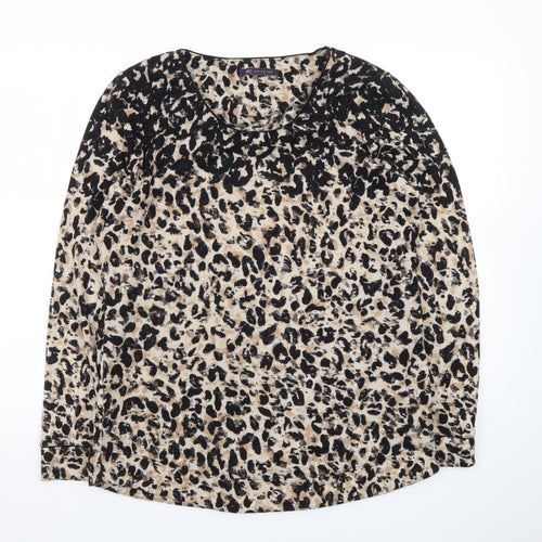 Marks and Spencer Women’s Beige Leopard Print Long Sleeve Pullover Jumper Size 14