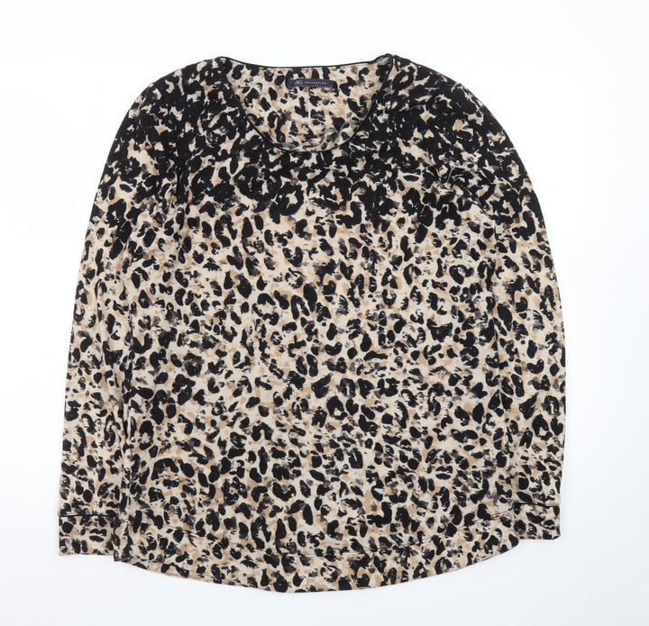 Marks and Spencer Women’s Beige Leopard Print Long Sleeve Pullover Jumper Size 14