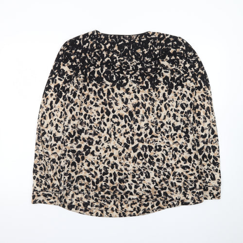 Marks and Spencer Women’s Beige Leopard Print Long Sleeve Pullover Jumper Size 14
