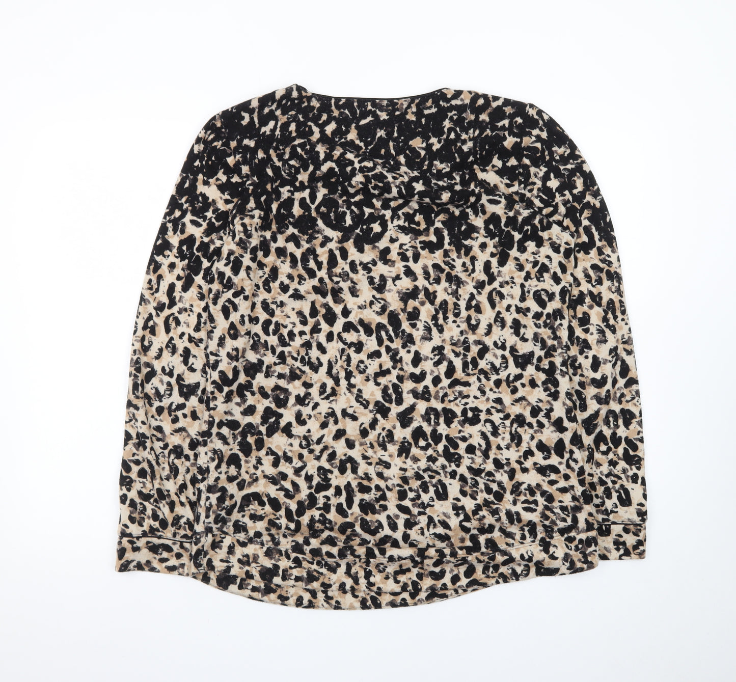 Marks and Spencer Women’s Beige Leopard Print Long Sleeve Pullover Jumper Size 14