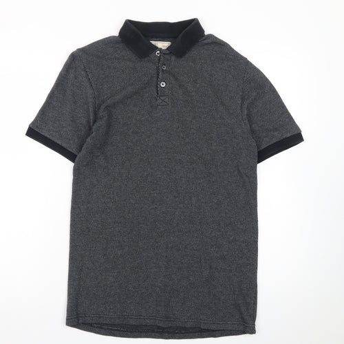 Next Men's Grey Cotton Short Sleeve Polo Shirt Size S
