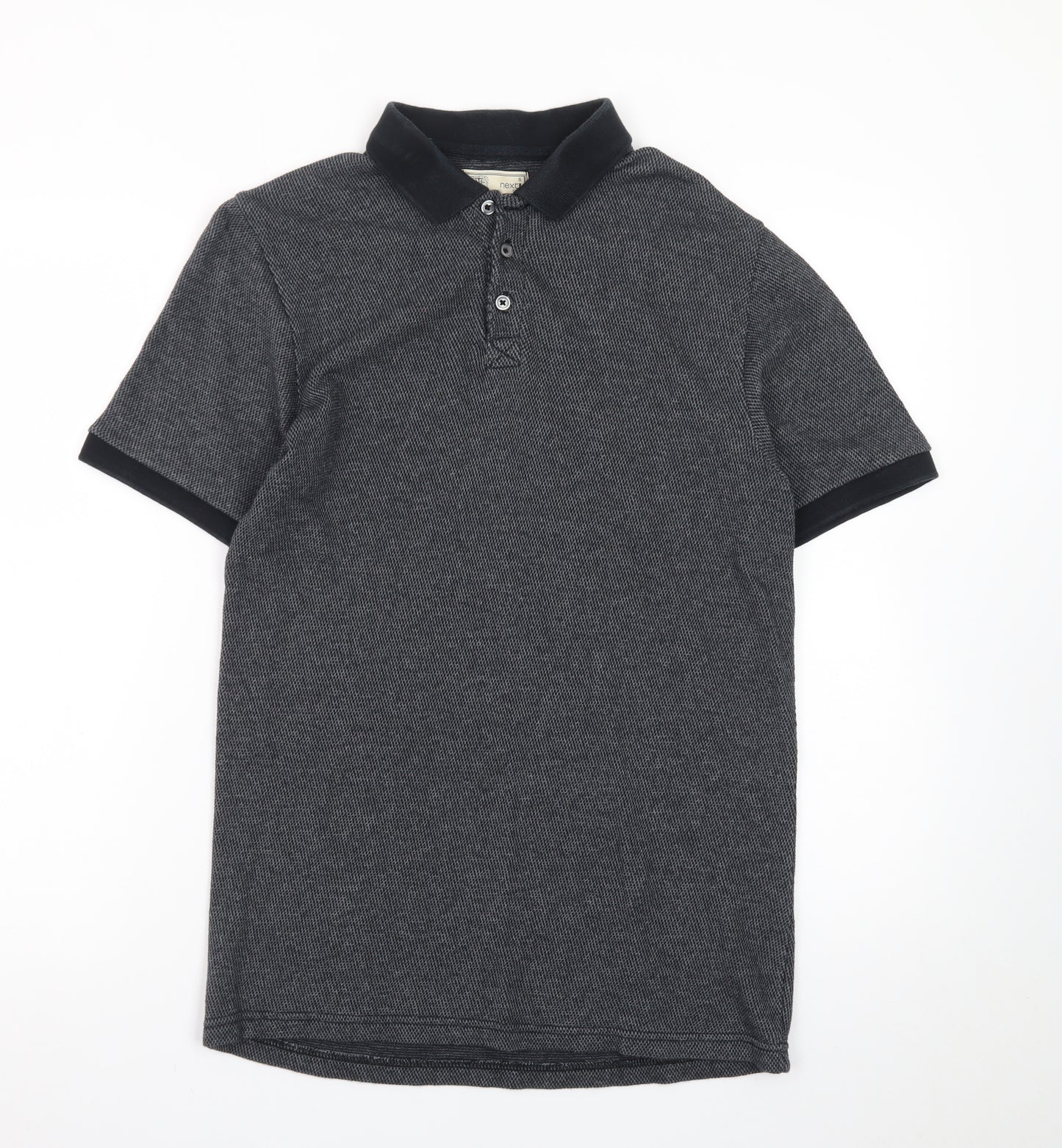 Next Men's Grey Cotton Short Sleeve Polo Shirt Size S