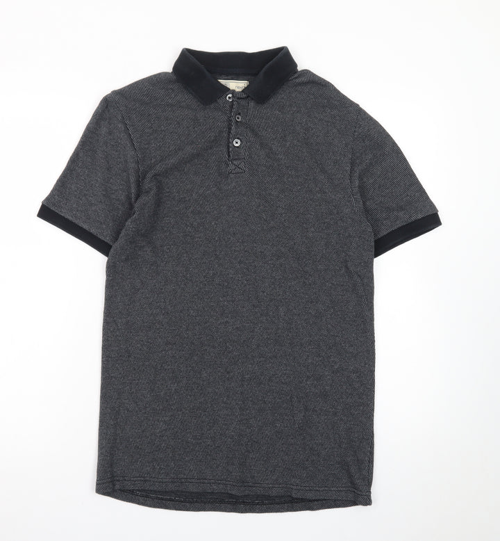 Next Men's Grey Cotton Short Sleeve Polo Shirt Size S