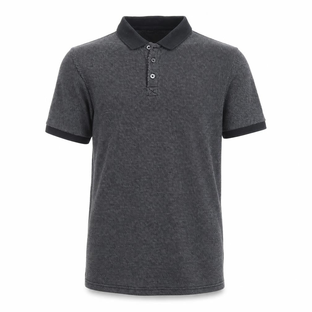 Front view of Next Men's Grey Cotton Short Sleeve Polo Shirt, size S