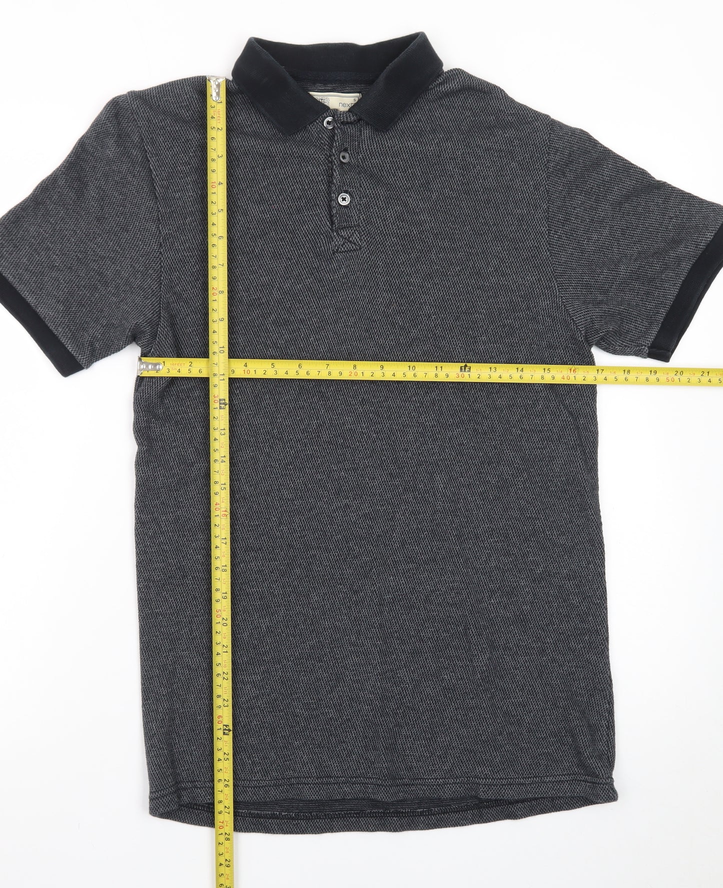 Next Men's Grey Cotton Short Sleeve Polo Shirt Size S