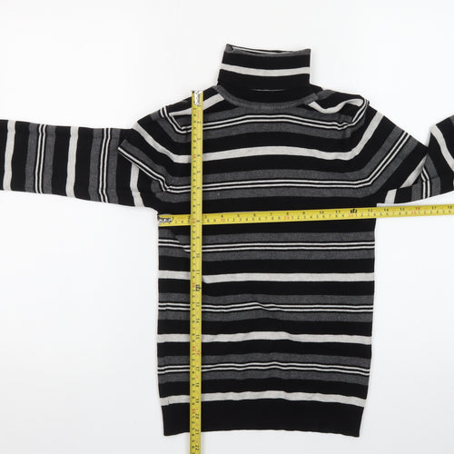 Primark Women Black Roll Neck Striped Knit Jumper Size M