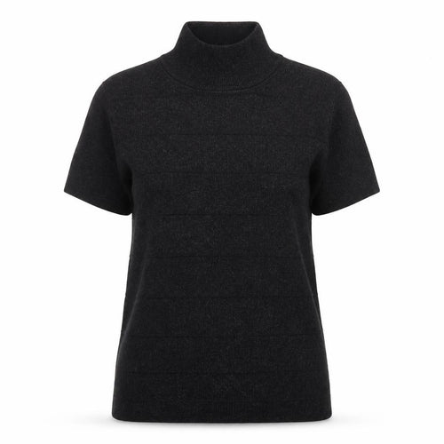 Jessica Women Black Roll Neck Short Sleeve Pullover Jumper S