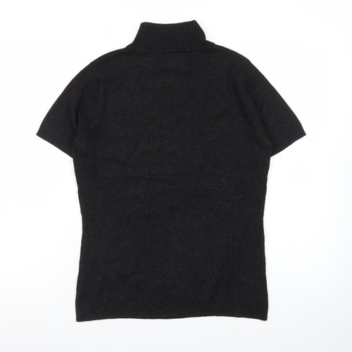 Jessica Women Black Roll Neck Short Sleeve Pullover Jumper S