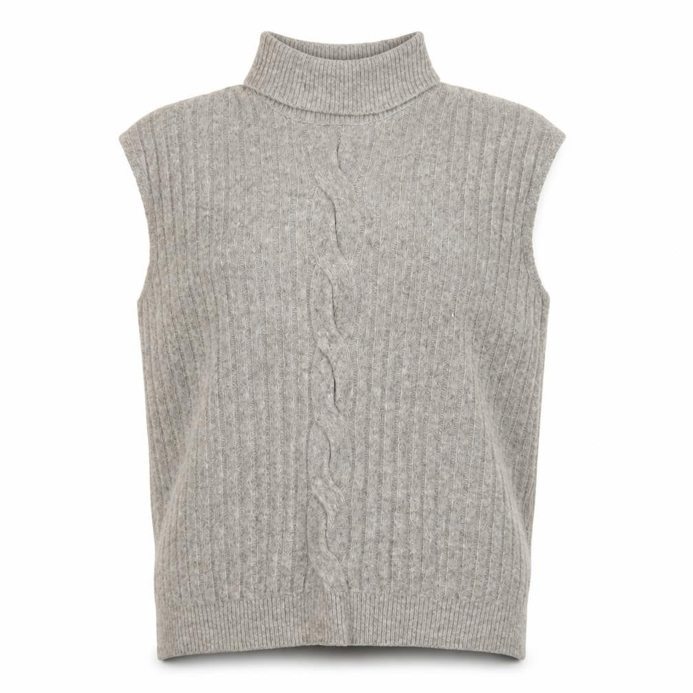 F&F Womens Beige Wool Blend Roll Neck Sleeveless Vest Jumper L