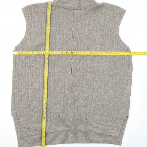 F&F Womens Beige Wool Blend Roll Neck Sleeveless Vest Jumper L