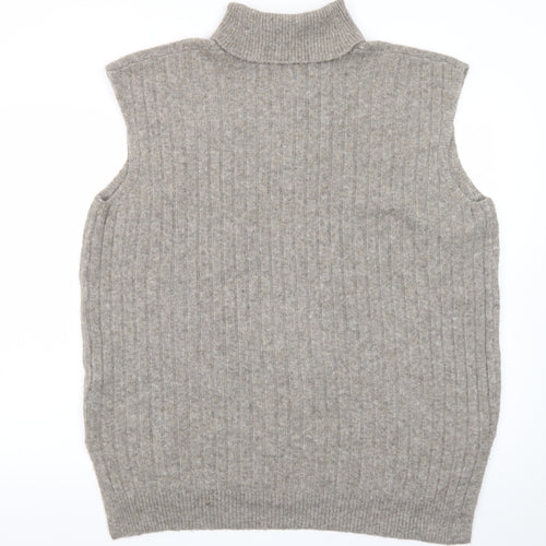 F&F Womens Beige Wool Blend Roll Neck Sleeveless Vest Jumper L