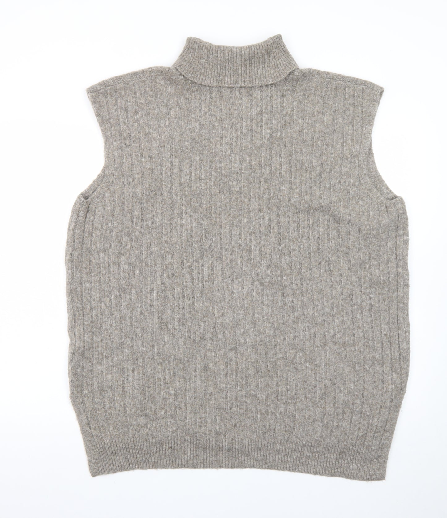 F&F Womens Beige Wool Blend Roll Neck Sleeveless Vest Jumper L