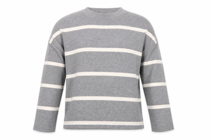 F&F Women’s Grey Striped Crew Neck Long Sleeve Pullover Jumper Size M